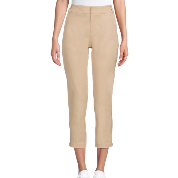TIME and TRU Womens Cropped Pants Size 6 Beige Zipped Front Pockets New - Picture 2 of 13